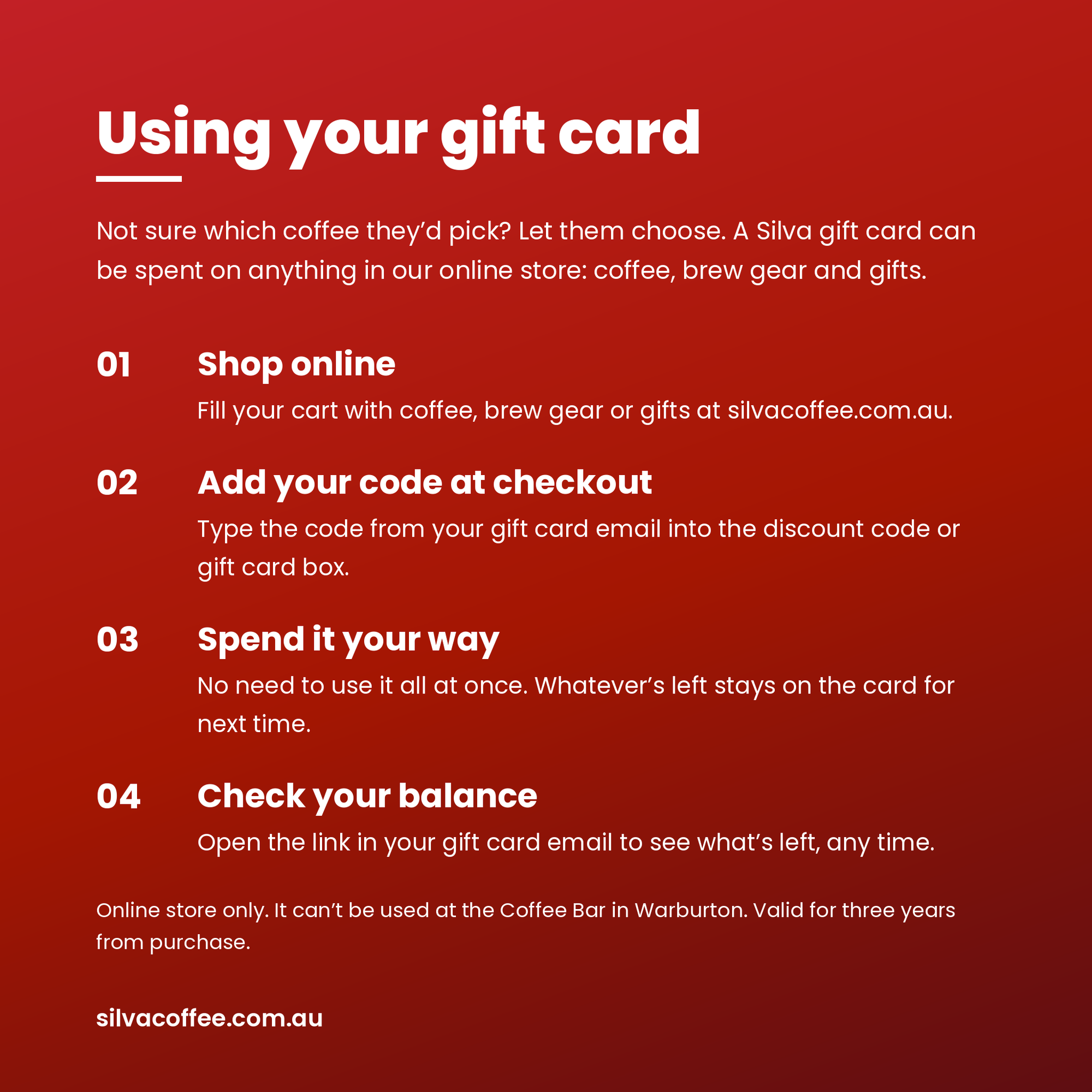 Silva Gift Card (Online Store Only)
